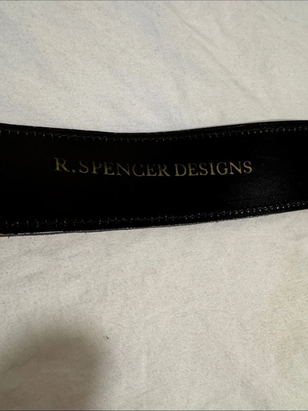 Vintage R. Spencer Designs Gold Leather Statement Belt Ornate Buckle Wide Waist